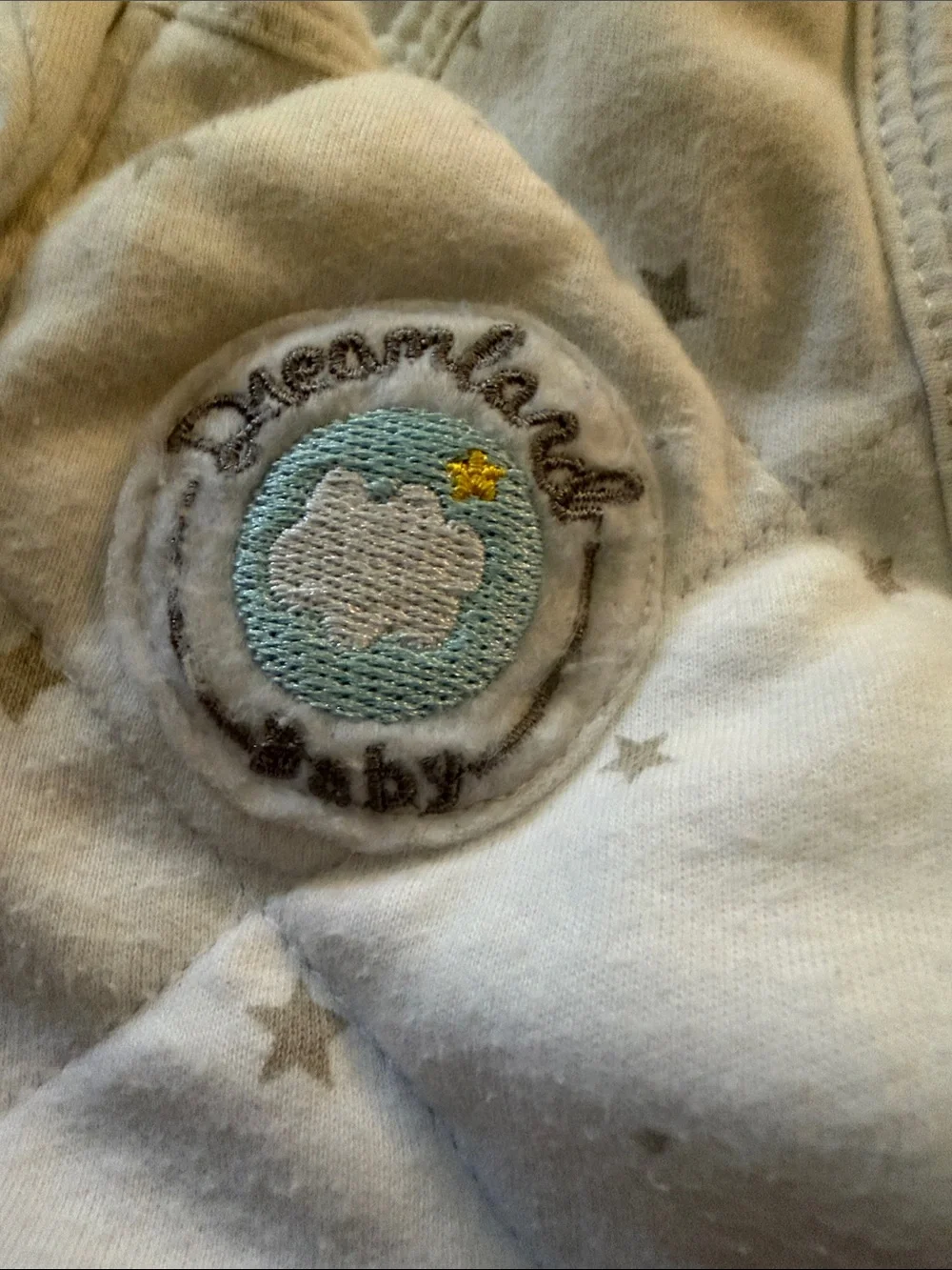 Quilted Star Sleep Sack - Cream with Silver Stars